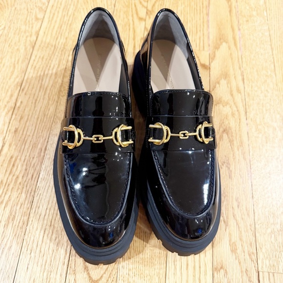 Stuart Weitzman Black Loafers with Gold Accent - Picture 2 of 11